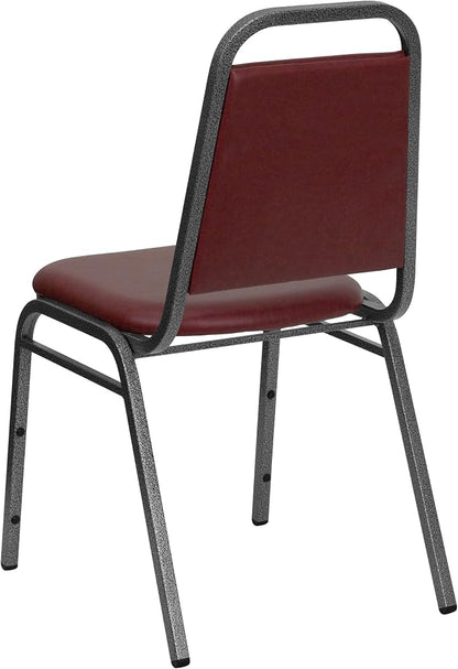 Flash Furniture HERCULES Series Trapezoidal Back Stacking Banquet Chair in Burgundy Vinyl - Silver Vein Frame