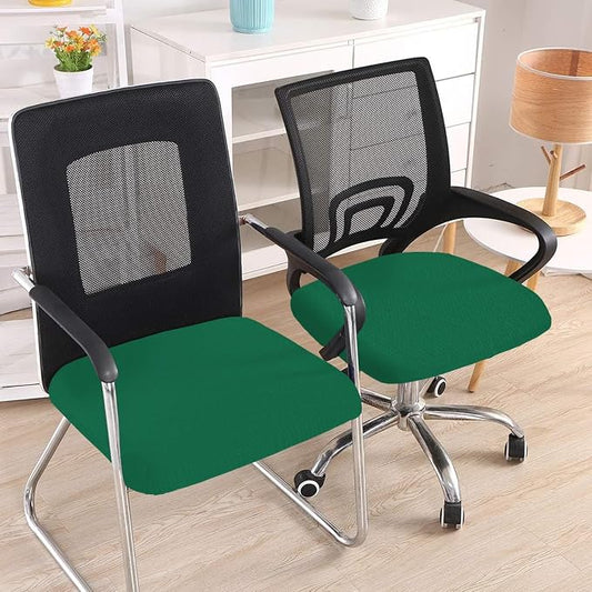 Smiry Stretch Jacquard Office Computer Chair Seat Covers, Removable Washable Anti-dust Desk Chair Seat Cushion Protectors - Chritsmas Green