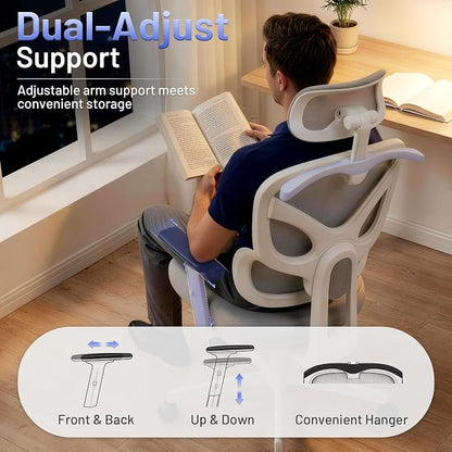 AreShark Ergonomic Office Chair - High Back Breathable Mesh Desk Chair with Lumbar Support & Adjustable Headrest - Rolling Swivel Reclining Comfy Computer Gaming Chair with 2D Armrests for Home Office