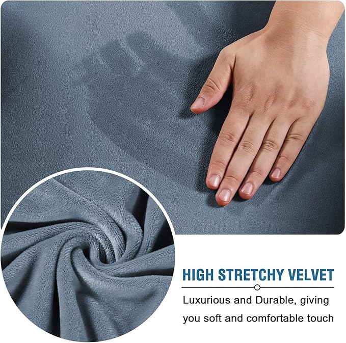 Velvet Plush Office Desk Chair Cover for Ergonomic, Gray Blue, XL | Cat Proof, Stretchable Elastic, Fits Mesh and Executive Computer Chairs, For Ergonomic Office Chair with Wheels and Armrests