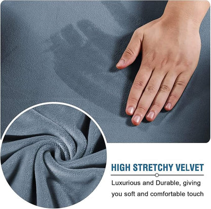 Velvet Plush Office Desk Chair Cover for Ergonomic, Gray Blue, XL | Cat Proof, Stretchable Elastic, Fits Mesh and Executive Computer Chairs, For Ergonomic Office Chair with Wheels and Armrests