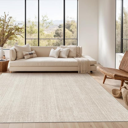 Valenrug Washable Rugs 6x9 - Ultra Thin Stain Resistant 6x9 Rugs for Living Room, Non Slip Backing 0.25" Low Pile Rugs for Bedroom, Folable Machine Washable Area Rug (6x9, Beige)