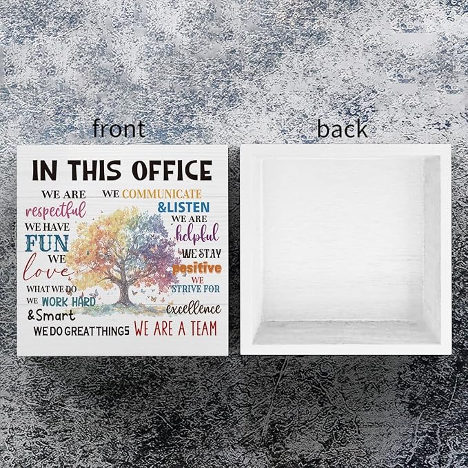 mmiishe Encouragement Gifts for Coworkers Desk Decor Office Accessories | Cheer Up Gifts for Women Coworkers Mentor Team Mental Health Decor for Office Wooden Box Sign Birthday Gift 5 x 5 Inches