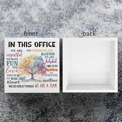 mmiishe Encouragement Gifts for Coworkers Desk Decor Office Accessories | Cheer Up Gifts for Women Coworkers Mentor Team Mental Health Decor for Office Wooden Box Sign Birthday Gift 5 x 5 Inches