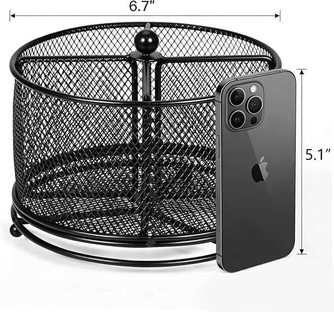 360°Rotating Desk Organizer, Pen Holder for Desk with 4 Compartments, Silverware Organizer for Kitchen Counter,Vanity Makeup Brush Stand, Multi-Functional Pencil Holder for Supplies