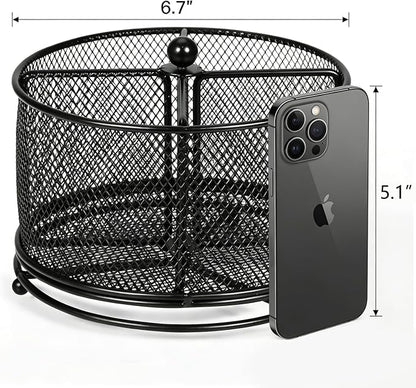 360°Rotating Desk Organizer, Pen Holder for Desk with 4 Compartments, Silverware Organizer for Kitchen Counter,Vanity Makeup Brush Stand, Multi-Functional Pencil Holder for Supplies