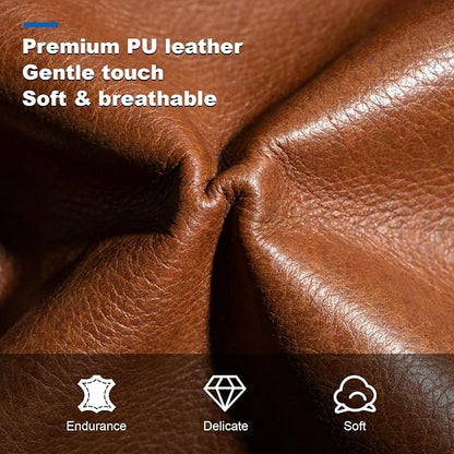 Office Chair, Home Desk Chair, Ergonomic Computer Chair with Lumbar Support, Executive Leather Chair with Flip-Up Armrests, Big and Tall Swivel Rolling Chair, Light Brown