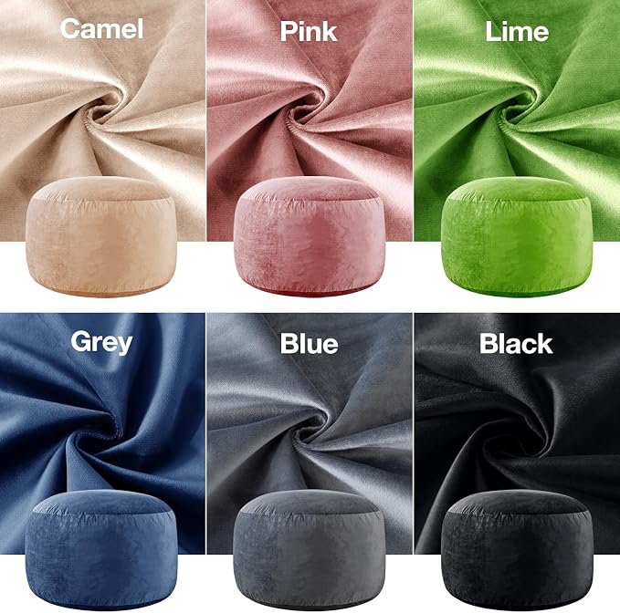 WhatsBedding 3 ft Bean Bag Chair,Large Bean Bag Chairs for Adults with Memory Foam Filling,Lazy Bean Bag Sofa for Living Room,Ultra Soft Velvet Fabric,Pull-Handle,Side-Pocket - 3 Foot,Camel