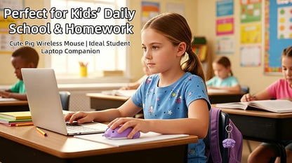Wireless Mouse Cute Pig Bluetooth & USB Dual Mode Mice,Silent Portable Compact Purple Fun Mice for Mac/PC/Laptop/Chromebook/Computer/Tablet/iPad/MacBook Air/Pro Travel Kids Girls Boys Women Men Gift
