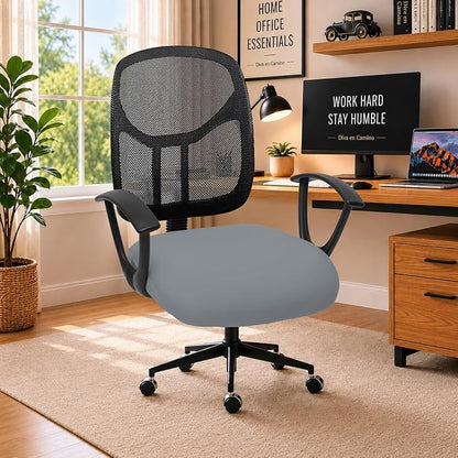 DIVA EN CAMINO DEC Stretchable Desk Office Chair Seat Cushion Covers - Universal Spandex Computer Chair Slipcover - Removable Washable Cushion Protectors Anti-Scratch for Dogs, Cats, Pets, Mid Gray