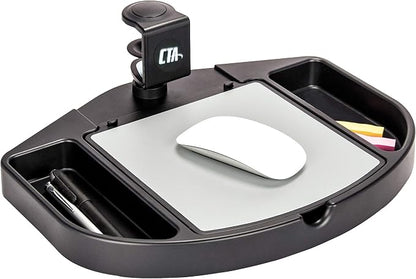 Desk Tray Add-on - CTA Desk Add-on Bundle with Keyboard Tray, Desk Organizer, Heavy-Duty Metal Keyboard, Mouse Tray, Organizer Tray Compartments, and Cable Routing Column (PC-DAB) - Black
