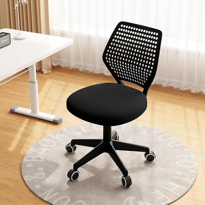 Small Office Chair with Wheels, Armless Desk Chair Height Adjustable Swivel Rolling Task Chair Breathable Mesh Ergonomic Computer Work Chair for Adult, Black