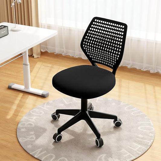 Small Office Chair with Wheels, Armless Desk Chair Height Adjustable Swivel Rolling Task Chair Breathable Mesh Ergonomic Computer Work Chair for Adult, Black