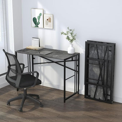 Lutown-Teen Folding Desk 40 inch Writing Gaming Computer Camping Desk, No Assembly Required Home Office Table, Grey