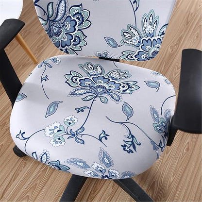 Jinzio Computer Office Chair Cover - Split Protective & Stretchable Cloth Polyester Universal Desk Task Chair Chair Covers Stretch Rotating Chair Slipcover (Light Grey Mimosa)