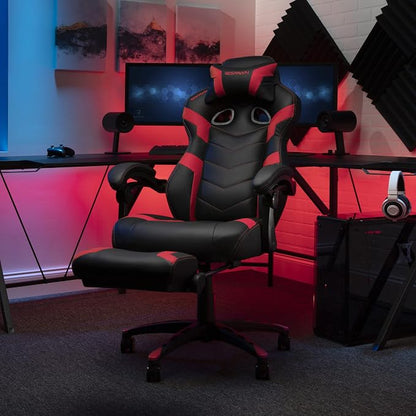 Respawn 110 Pro Ergonomic Gaming Chair with Footrest for Adults - Comfortable Office Gaming Recliner with Lumbar Support and Headrest, Racing Style Video Game Chairs for Computer Gamer - Red
