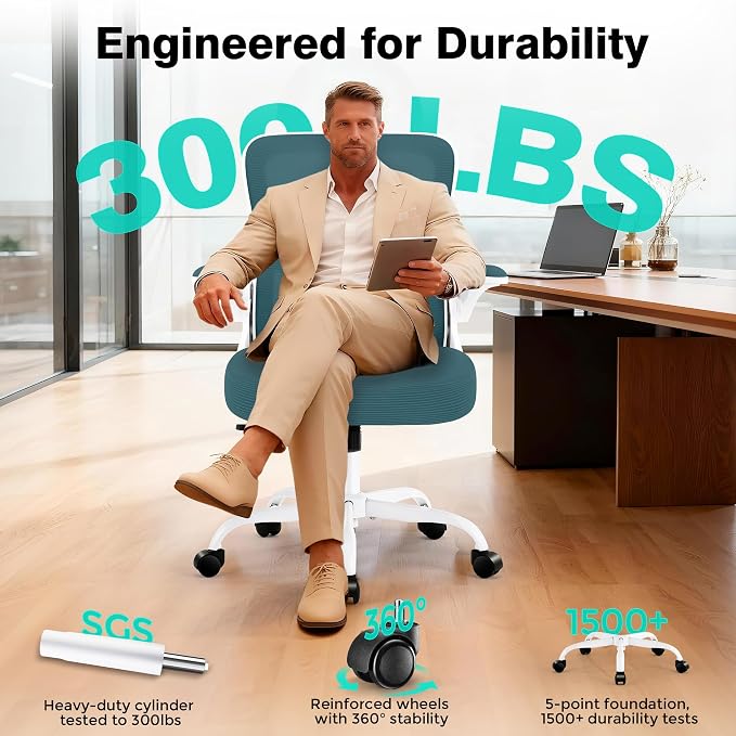 AreShark Office Chair - Ergonomic Breathable Mesh Desk Chair with Adjustable Lumbar Support and Flip-up Armrests - Executive High Back Rolling Swivel Comfortable Computer Gaming Chair for Home Office