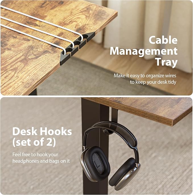 Agilestic L-Shaped Standing Desk Adjustable Height, Electric Corner Standing Desk, Sit Stand Up Desk, 75x61 inch Sit Stand Computer Table, Rustic Brown