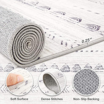 Area Rug Living Room Rugs: 12x18 Large Soft Machine Washable Boho Moroccan FarmNeutral Stain Resistant Indoor Floor Carpet for Bedroom Under Dining Table Home Office Decor-Boho Grey