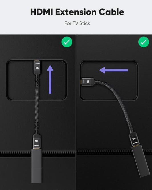8K 4K HDMI Extender Cable 3.3FT/1M Short HDMI Extension Cable 2.1 4K@30Hz/ 60Hz/ 120Hz, Ultra high Speed HDMI Adapter Male to Female Compatible with PS5 Roku Stick Blu Ray Player HDTV Laptop