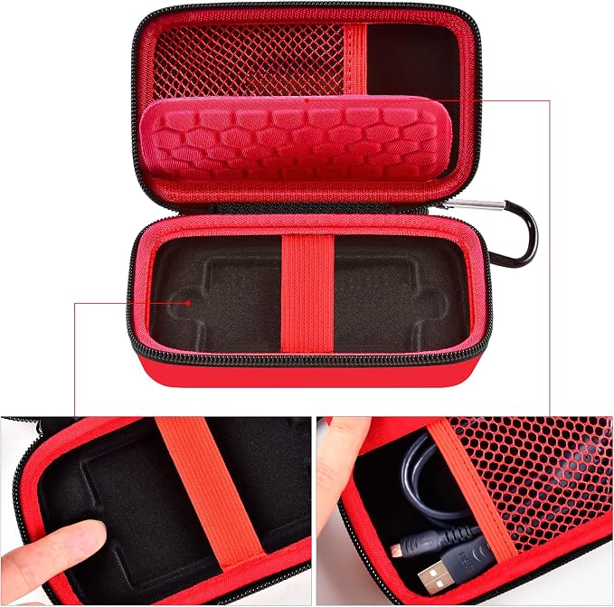 Case Compatible with Samsung T7/ T7 Touch Portable SSD 1TB 2TB 500GB USB 3.2 External Solid State Drive, Travel Carrying Storage Organizer Fits for USB Cables and More Accessories (Red)