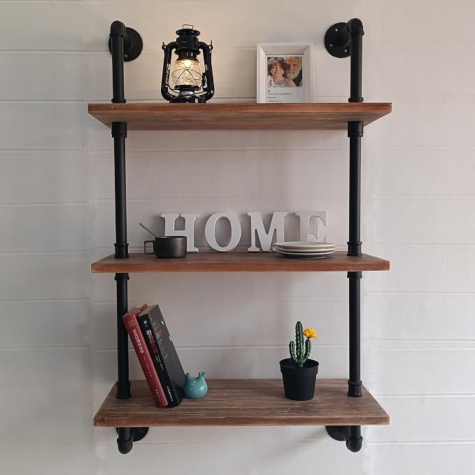 HDDFER Industrial Pipe Shelving Bathroom Shelves Over Toilet 24 Inch,Rustic Wall Shelves,Industrial Floating Shelves for Wall Pipe Shelf Farmhouse Shelf for Kitchen