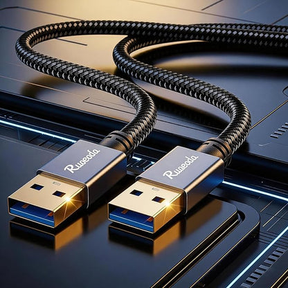 USB to USB Cable 2 ft, USB 3.0 Male to Male Type A to Type A Double Sided USB Cord for Data Transfer Compatible with Hard Drive, Laptop, DVD Player, TV, USB 3.0 Hub, Monitor and More