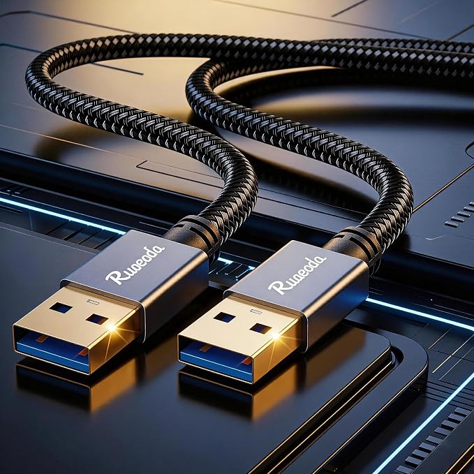 USB to USB Cable 10 ft, USB 3.0 Male to Male Type A to Type A Double Sided USB Cord for Data Transfer Compatible with Hard Drive, Laptop, DVD Player, TV, USB 3.0 Hub, Monitor and More