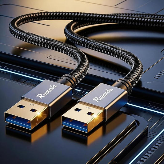 USB to USB Cable 5 ft, USB 3.0 Male to Male Type A to Type A Double Sided USB Cord for Data Transfer Compatible with Hard Drive, Laptop, DVD Player, TV, USB 3.0 Hub, Monitor and More