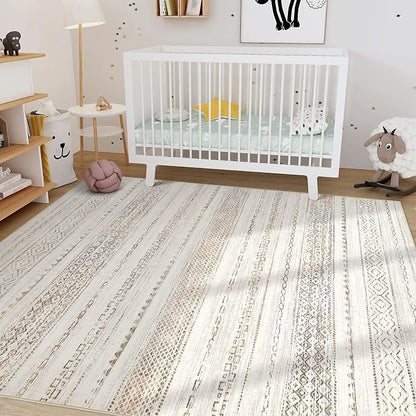 Nakagishi 10x14 Area Rugs Living Room: Washable Boho Large Neutral Modern Soft Stain Resistant Farmhouse Indoor Floor Rug Non-Slip Carpet for Bedroom Nursery Kids Playroom Office Dining Room- Colorful