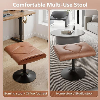 VECELO Foot Rest Under Desk Ottoman, PU Height Adjustable Footrest with Comfort Padding, Leg Rest for Desk for Relieving Leg Pain, Stiffness, and etc, Brown