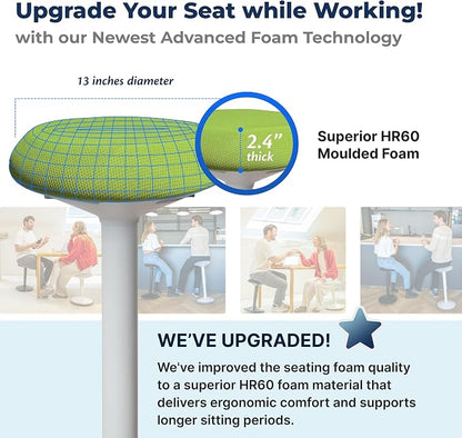 Standing Desk Stool Chair, Height Adjustable Stool 21-31 inch for Office and Classroom, Swivel seat, Anti-Slip Bottom Ergonomic Wobble Stool with Rocking Motion, Green