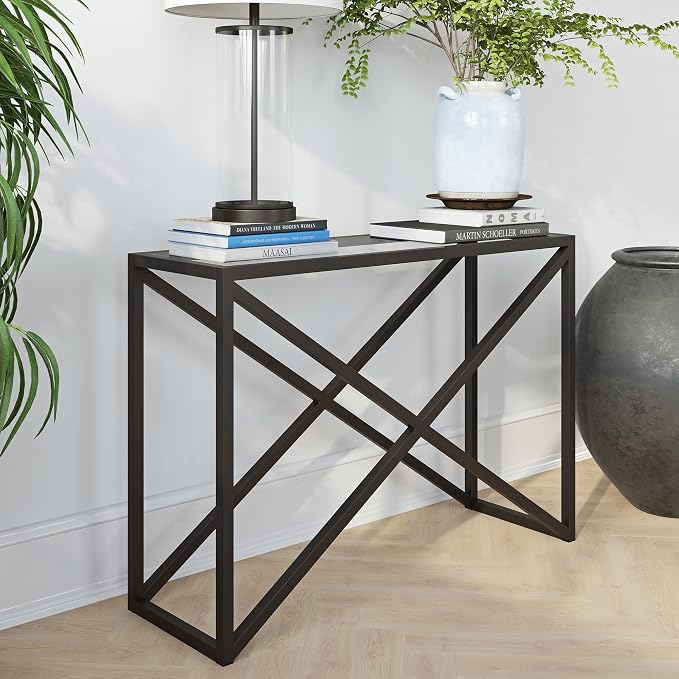 Calix 42'' Wide Rectangular Console Table in Blackened Bronze