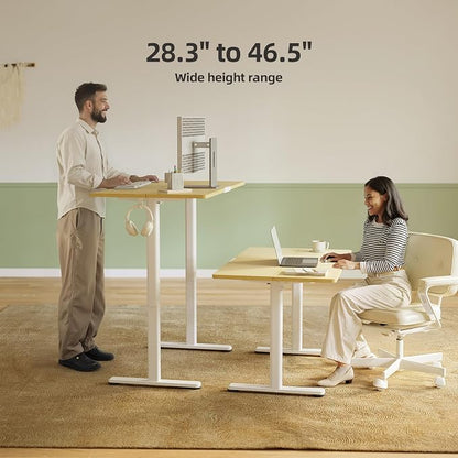 INNOVAR Electric Standing Desk, Adjustable Height Stand up Desks, 63 x 24 Inches Sit Stand up Desk for Home Office Computing, 3-Preset Memory Height Ergonomic Rising Desks, Nature