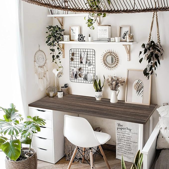 Kaboon 60x24 inches Tabletop, Solid One-Piece Desktop for Sit Stand Desk, Double Desks, L Desk DIY,Wood Countertop Home or Commercial Use 1 inch Thick, Eucalyptus/Rustic Wood, 23.62" D x 59.1" W