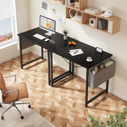 NEWBULIG Small Computer Desk for Bedroom 32 Inch Home Office Desks for Small Spaces Writing Gaming Work Study Table with Storage Bag Black