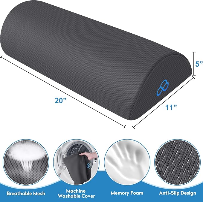 StepLively Foot Rest Ergonomic Pillow for Under Desk at Work, Anti-Fatigue Footrest Support Pillow for Fatigue & Pain Relief, Comfortable for Office Chair, Car Seat & Gaming Chair - Grey, Large