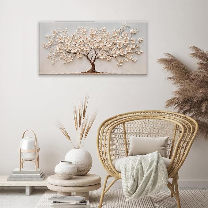 Canvas Art Wall Decor Modern Wall Art Pictures For Living Room Artwork for Walls Botanical Flower Wall Art Tree Of Life Wall Art Canvas Wall Art Decor Home Kitchen Office Wall Decoration 20" X 40"