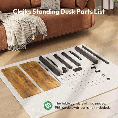 Electric Standing Desk,35x24 Inches Adjustable Height Stand up Desk, Sit Stand Home Office Desk with Splice Board, 3 Preset Heights,Equipped with Hooks,Ergonomic Computer Workstation，Brown