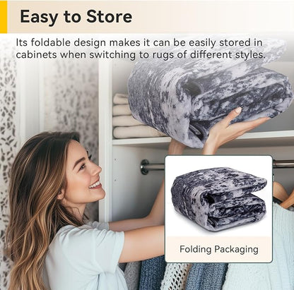 RELEANY Washable Area Rugs 2'6"x10 Non-Slip Modern Abstract Soft for Living Room Entryway Bedroom Kitchen, Print Pattern, Black Navy Blue Gray
