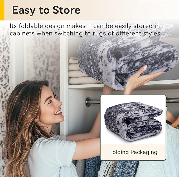 RELEANY Washable Area Rugs 8ft Non-Slip Modern Abstract Soft for Living Room Entryway Bedroom Kitchen, Print Pattern, Black Navy Blue Gray