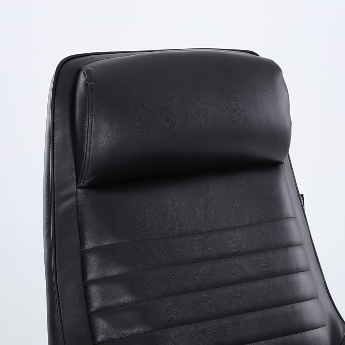 COLAMY Ellis High-Back Home Office Desk Chair, Leather Executive Chair with Integrated Armrests, Black