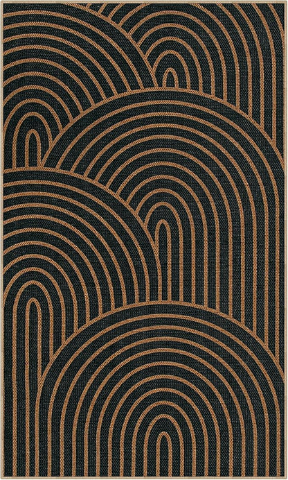 Lahome Enfys Modern Rainbow Easy Jute Patio Rug, 3x5 Washable Rugs for Entryway Farmhouse Carpet, Non Slip Indoor Door Mat Contemporary Throw Carpet for Laundry Guestroom Room Porch Decor