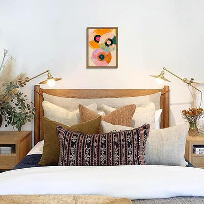 Vintage Vinyl Record Wall Art - Framed Canvas Music Decor for Living Room & Studio, Colorful Abstract Oil Painting in Wood Frame, Retro Record Player Print for Bedroom 8x10 inch