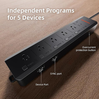 Spider Farmer GGS AC5 Power Strip Kits, 5 AC APP-Based Controls Outlets, 3 in 1 Soil Sensor, Temp Humid Light Sensor, for Indoor Grow Tent and Room