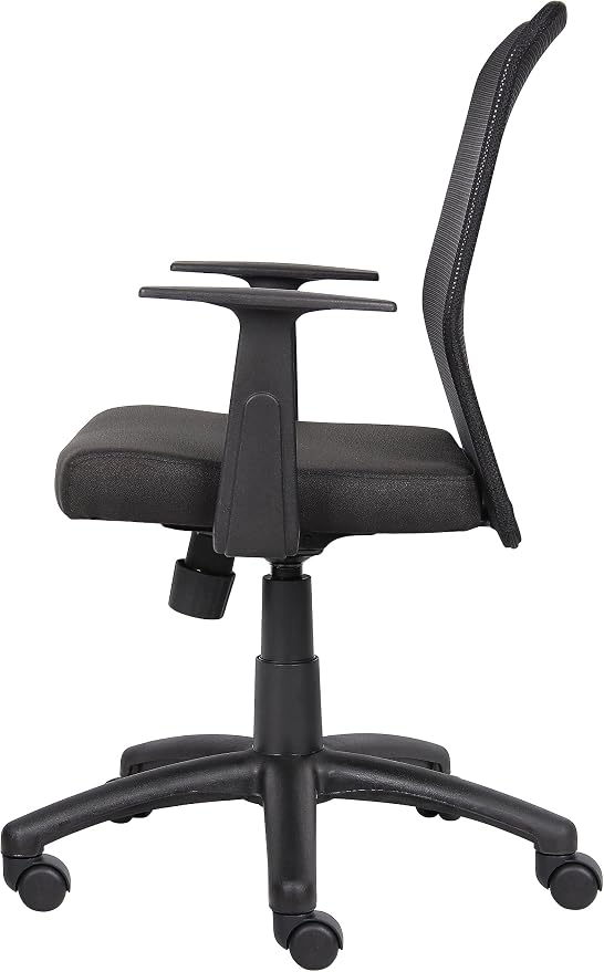 BOSS Office Products B6106 Budget Mesh Task Chair with Arms in Black