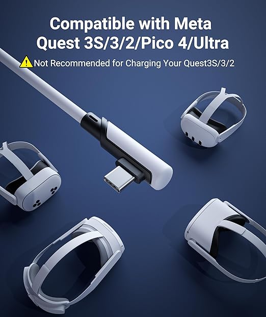 Syntech Link Cable 10 FT Compatible with Oculus/Meta Quest 3/Meta Quest 3S, Quest2/Pro/Pico 4/Ultra Accessories and PC/SteamVR, High Speed PC Data Transfer, USB 3.0 to USB C Cable for VR Headset
