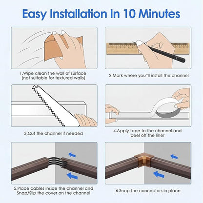 Yecaye TV Cord Hider, 125in Cord Cover, Large Cable Hider, Wire Covers for 4 Cords, Cable Raceway Wire Hider, Wire Hiders for TV on Wall, Cable Cover Cord Concealer, W1.18in H0.6in, Darkwood