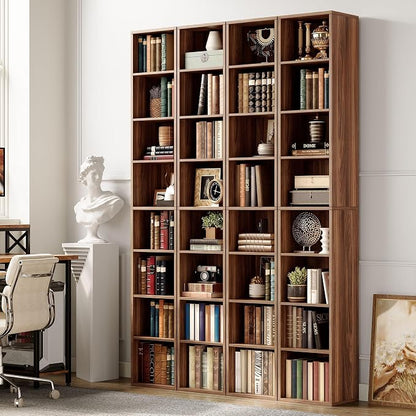 IRONCK Tall Narrow Bookshelf 8 Tiers 71in Set of 2, Compact Corner Bookcase, Easy to Match for Living Room, Office, Study, Bedroom