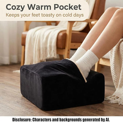 Keep Warm Foot Stool Foot Rest for Under Desk At Work | Office Footrest with Warm Feet Pocket,Ergonomic Under Deskfoot stool Stool for Office Chair & Back &Pain Relief Black+